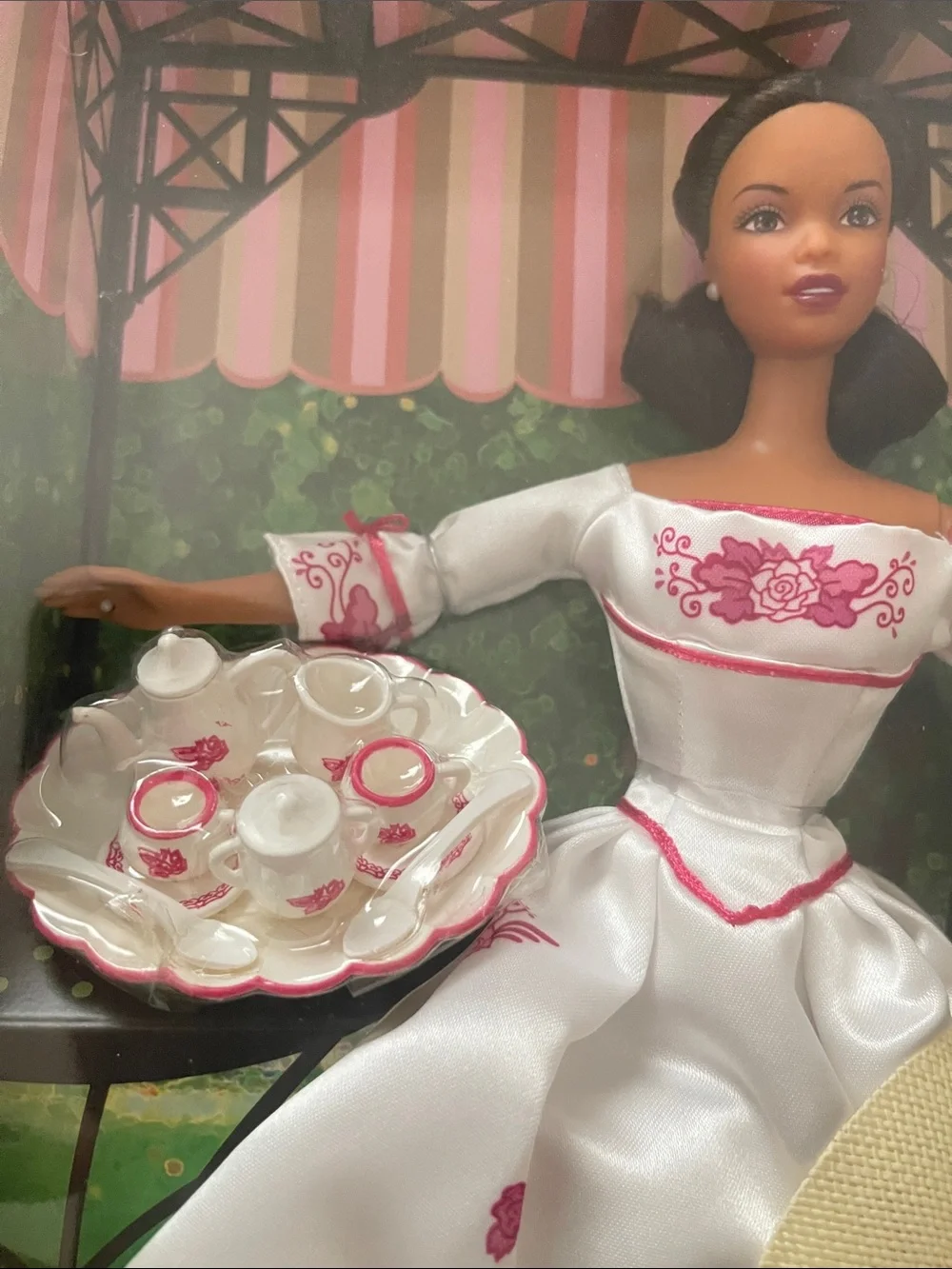 Mattel Barbie Victorian Tea Box with Pink, Cream, Green and Black Artwork